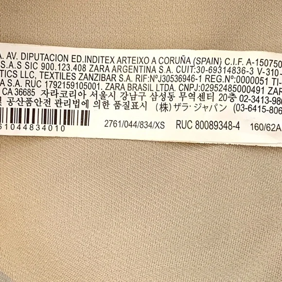 Zara High Waisted Wide Leg Stitch Pleat Pants Cream XS - Picture 10 of 10